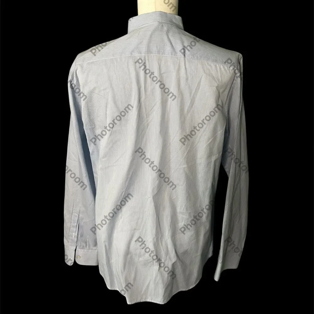 Gucci Light Blue Pinstriped Shirt Embroidered Flower pocket, Size 42 Preowned